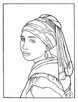 Vermeer Coloring Woman Pearl Kids Color Pages Young Johannes Print sketch template