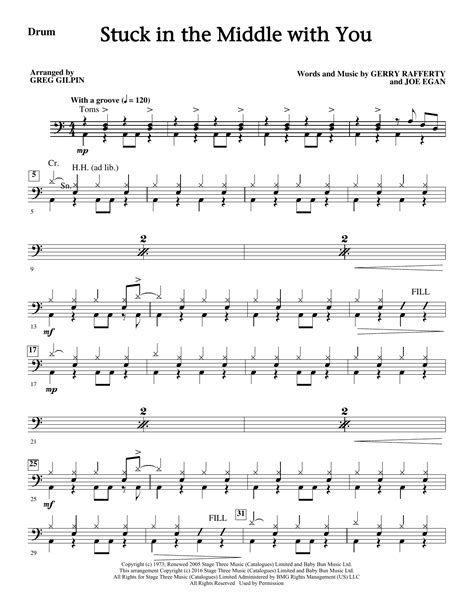 Stuck In The Middle With You Drums At Stanton S Sheet Music