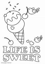 Coloring Pages Sweet Life Printable Ice Cream Template Food Kids Comments sketch template