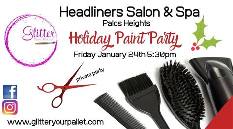 headlines salon spa private holiday party glitter  pallet
