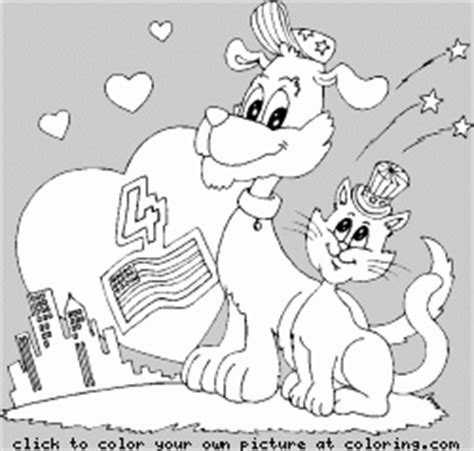 dog  cat fourth  july coloring page coloringcom