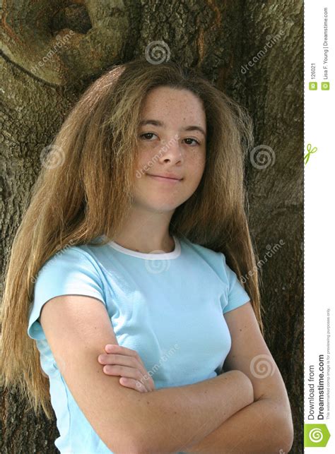 teen girl with long hair stock image image of school posing 126021