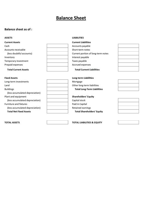 balance sheet freewordtemplatesnet