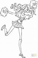 Coloring Pom Pages Cheerleading Cheerleader Printable Stunt Cheer Poms Getcolorings Color Print sketch template