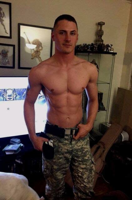 shirtless male muscular beefcake military man great abs hunk jock photo