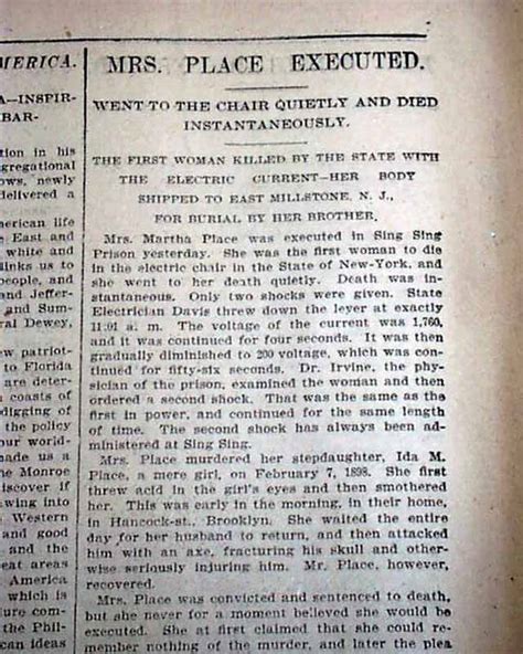martha  place  woman executed  electric chair rarenewspaperscom