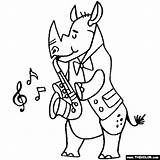 Saxofone Tocando Saxophone Rinoceronte Rhino Tudodesenhos Simpson sketch template