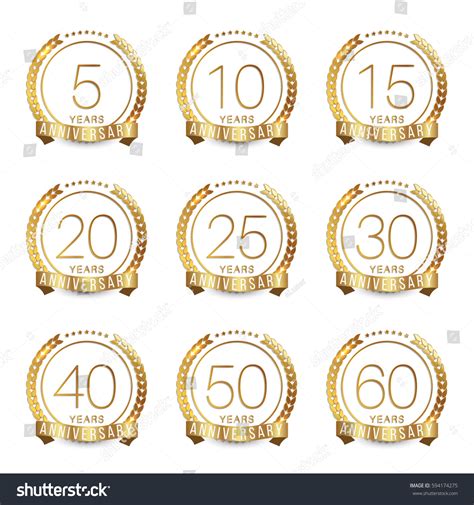 vector set anniversary symbols   stock vektor royaltyfri