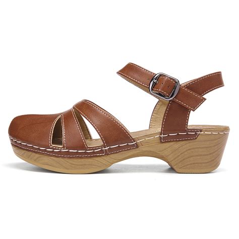 Lostisy Women Hollow Closed Toe Solid Color Stitching Clogs Sandals