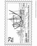 Coloring Columbus Pages Stamp Postage Christopher Stamps Sheet Printables Holiday Activity Sheets Postal Landing Events America Drawing Print Honkingdonkey Go sketch template