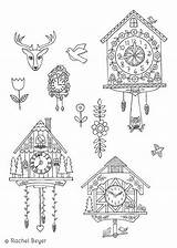 Clock Cuckoo Clocks Tattoo Craft Template Coloring Visit Drawing Printable sketch template