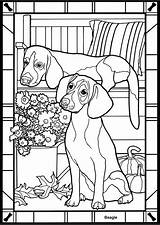 Coloring Pages Beagle Dover Kids Dog Colouring Book Beagles Dogs Glass Stained Sheets Color Publications Doverpublications Doodle Google Puppies Adults sketch template