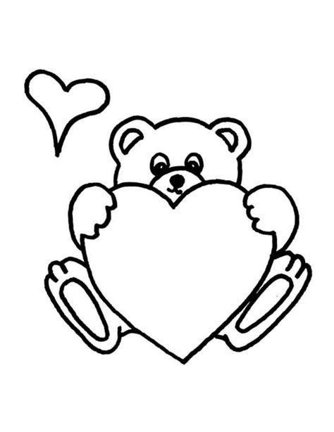 printable teddy bear  heart coloring page  images