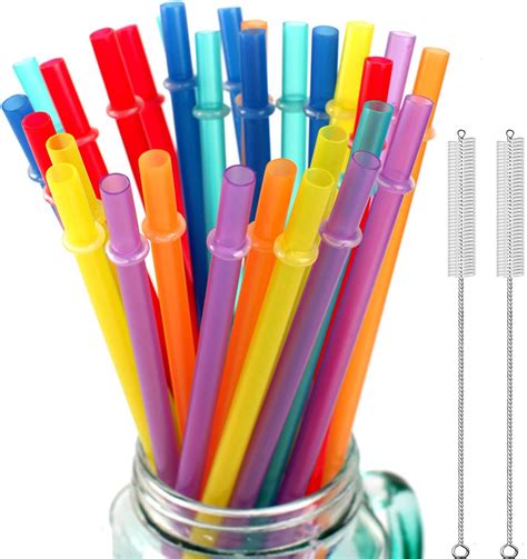 pieces reusable plastic straws fit  mason jars tumblers