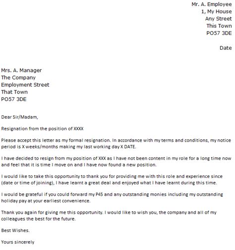resignation letter  unhappy employee sample resignation letter
