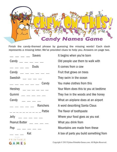 halloween chew   candy names game  kids