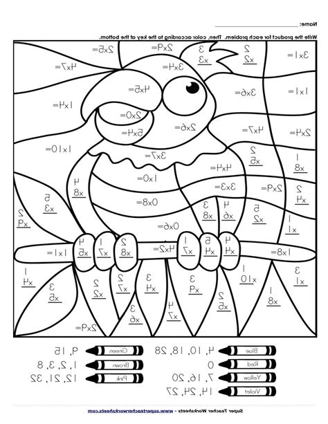 grade color  number multiplication worksheets  coloring pages
