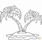 Coloring Palm Island Pages Trees Coconut Printable sketch template