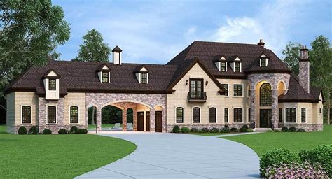 plan jl european estate home  porte cochere   level expansion french country
