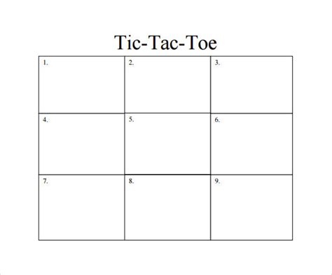 printable tic tac toe template printable templates