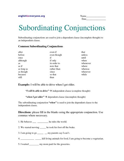coordinating conjunctions worksheets worksheetocom