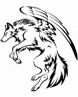 Wolf Coloring Wings Tattoo Flying Sheet Print Printable sketch template