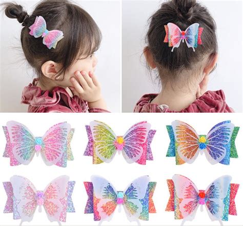 Bulk 36pc Lot 3 5 Glitter Butterfly Hairgrips Glitter Hair Bows With