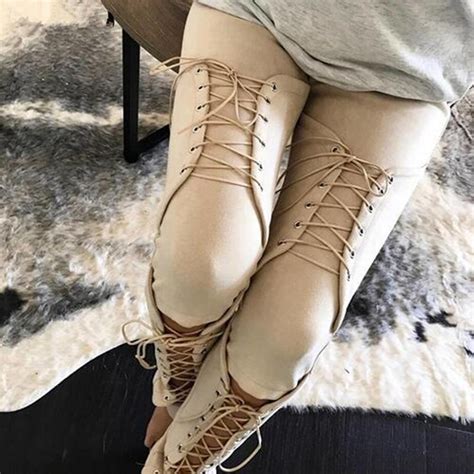 buy heyouthoney lace up suede leather pants women