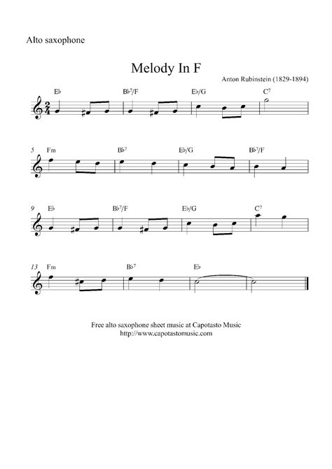 printable sheet   easy alto saxophone sheet