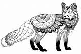 Mandala Fox Coloring Pages Deviantart Adult Choose Board sketch template