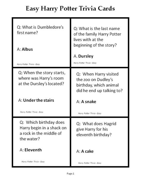 printable trivia questions  harry potter   sorcerers