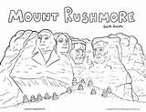 Rushmore Mount Coloring Pages History Sheet Drawing Social Studies Clipart Texas Mt Printable Color Map Dakota South Kids Presidents Sheets sketch template