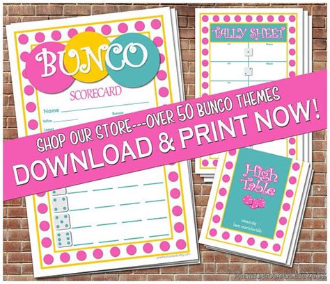 printable bunco cards bunko scorecards score sheets instant etsy