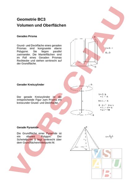 arbeitsblatt zylinder prisma pyramide geometrie