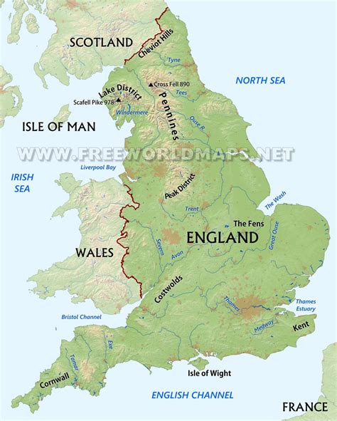 england physical map