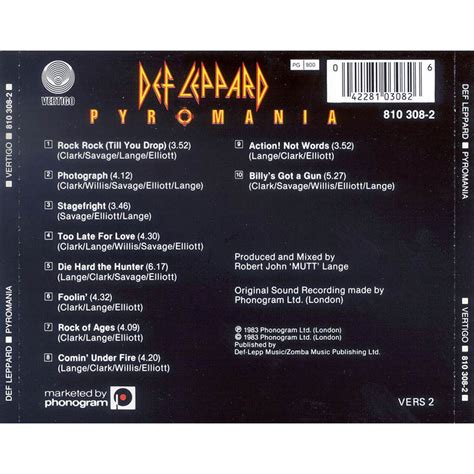 pyromania def leppard mp buy full tracklist