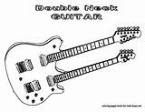 Coloring Pages Guitar Electric Instruments Guitars Bass Musical Rock Print Double Neck Printable Colouring Clipart Instrument Cool Too These Kids sketch template