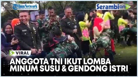 Video Viral Rekaman Momen Lucu Saat Anggota Tni Ikut Lomba Minum Susu