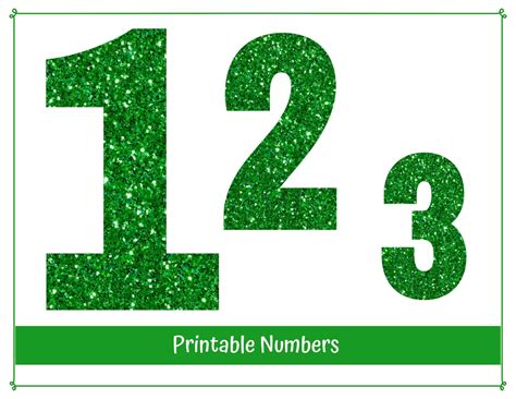 green glitter numbers printable  resizable digital file etsy