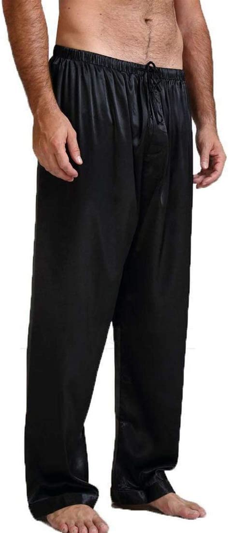 mannen zijde satijn pyjama pyjama broek lange effen kleur nachtkleding casual losse broek