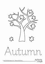 Autumn Tracing Fall Word Worksheets Finger Handwriting Trace Tree Seasons Leaves Activity Trees Printables Colour Village Explore Activityvillage Become Member sketch template