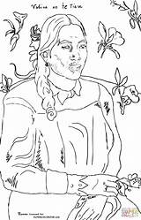 Gauguin Supercoloring Kwiatem Kobieta Pinturas Kolorowanka Maestramarta Ritratto Tiare Vahine Kategorii Drukuj sketch template