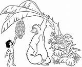 Pages Mowgli Coloring Baloo Banana Taking Jungle Book Twenty Children sketch template