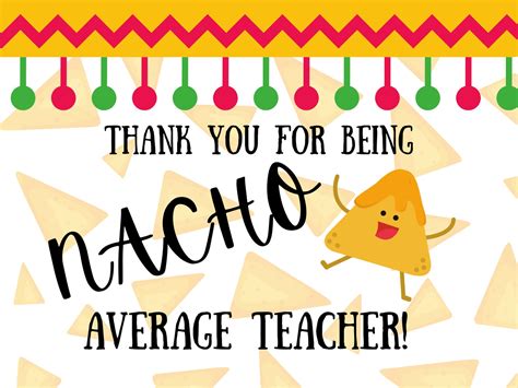 nacho average teacher appreciation card banner sign poster etsy