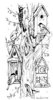 tree trunk birdhouses adult coloring pages pinterest