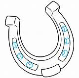Horseshoe Draw Drawing Line Small Three Appearance Dimensional Each Easy Curved Along Give Step Branch Enclose Ovals Holes Nail Across sketch template
