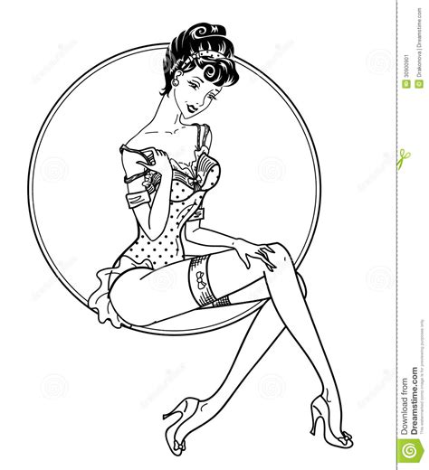 Pin Up Classic Girl Stock Vector Illustration Of Cabaret
