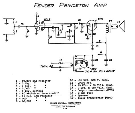 fender princeton amp schematic electronic service manuals