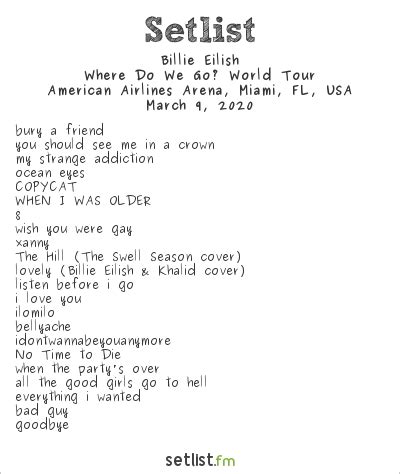 billie eilish kicks      world    song set setlistfm