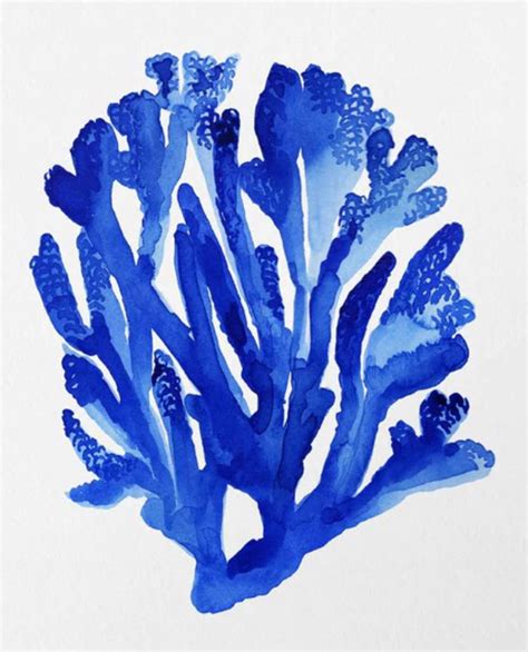 blue coral abstract art interior art artwork hand painted artwork
